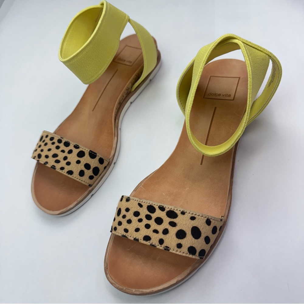 Dolce Vita Yellow and Tan Sandals with Ankle Strap
